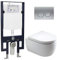 WC-Komplettpaket 22: WC NT2039 und Soft-Close Sitz mit Vorwandelement G3008 und Betätigungsplatte vorne, Betätigungsplatte:Modell 4111 satin