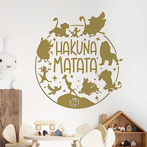 Hakuna Matata Wandtattoo, Motiv König der Löwen, Größe XL, goldfarben
