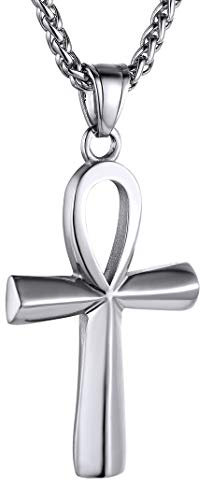 GoldChic Jewelry Collier Croix Égyptien Clé de la Vie Homme Pendentif Amulette, Bijoux Vintage Collier Ankh en Acier Inoxydable