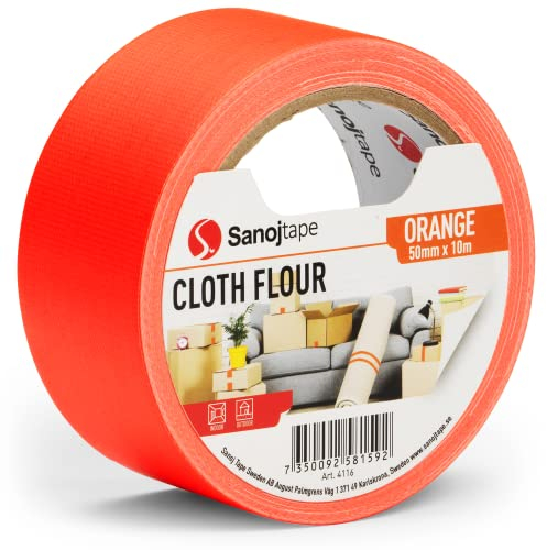 Sanojtape Neon-Fluor-Gewebeband 50mm x 10m Fluoreszierendes Orange Dekoband
