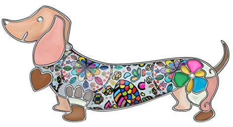 DOWAY Cute Dackel Geschenke Emaille Dachshund Hund Brosche Pins für Damen Kleidung Sicherheitsnadeln (Braun)