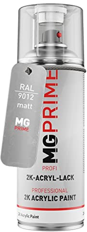 MG PRIME RAL 9012 Reinraumweiss/Ceanroom White matt 2K-Acryl-Lack Spraydose | Sprühdose 400 ml, schnelltrocknend