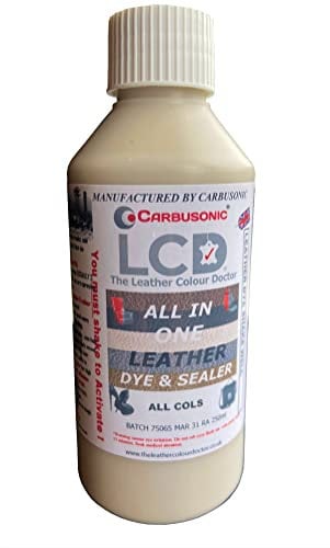 Carbusonic All in one Leather dye and sealant, Interior Leather Paint for Car Seats, Sofas, Arm Chairs, Shoes, Handbags & More. (250ml Cream Beige)