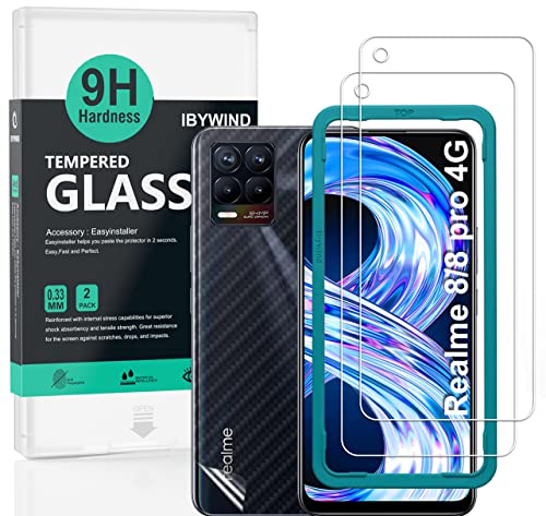 Ibywind [Paquet de 2 Verre Trempé de Protection pour Realme 8/8 Pro 4G 6.4,Protection arrière Effet Fibre de Carbone,avec Une kit d'installation Facile