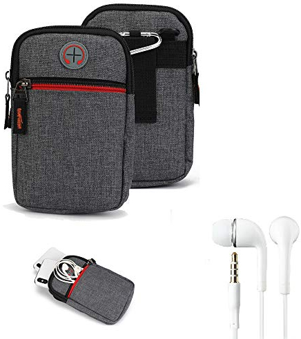 K-S-Trade Qualitativ & Innovativ Gürteltaasche + Kopfhörer Für HiSense E18 Pro Handy Tasche Holster Schutz Hülle Handy Hülle Grau Zusatzfächer