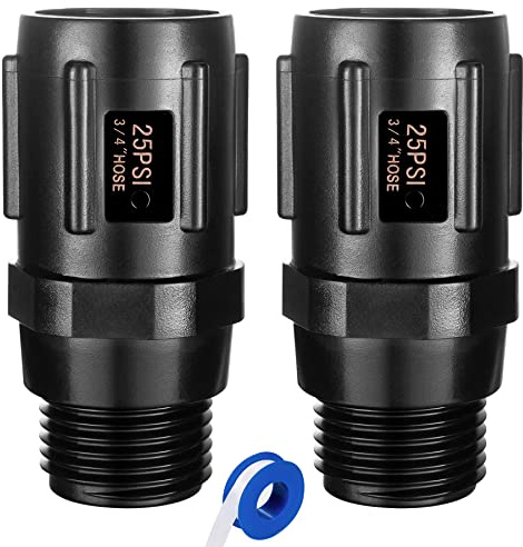 Breezliy 2pcs Garden Hose Pressure Regulator 25 PSI, 3/4 FHT × 3/4“ MHT, Pressure Reducer, Great for Drip Irrigation System Distributing Regulator drip Irrigation Parts emitters for drip line