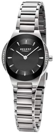 REGENT Damen-Armbanduhr Edelstahl Silber/Schwarz 12221179