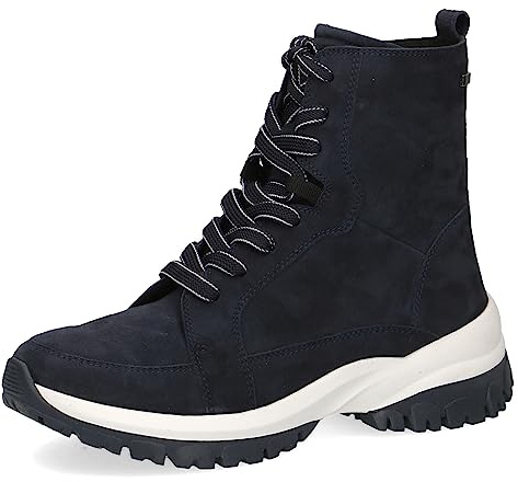 CAPRICE Damen Stiefeletten zum Schnüren Airmotion aus Leder mit Reißverschluss Weite G, Blau (Ocean Suede), 40 EU