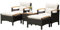 RELAX4LIFE 5-Piece Rattan Garden Furniture Set, Patio Conversation Set with 2 Ottomans, Acacia Wood Top Table and Cushions, Outdoor Wicker Bistro Conservatory Sofa Chairs for Balcony Yard Poolside
