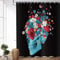 ASDCXZ Rideau de Douche Crâne 180x180 cm, Crâne d'art Moderne avec Fleur colorée Papillon Noir Lavables en Textile Rideau Douche imperméable pour Baignoire avec 12 Crochets