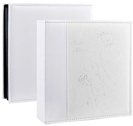 Miaikoe Photo Album 6x4 1000 Photos Slip in, Extra Large Capacity Leather Cover Wedding Family Picture Albums Holds 1000 Horizontal and Vertical 10x15cm Landscape Photos(White)