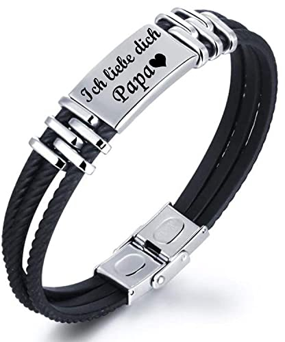 Vatertagsgeschenk Papa Armband Silikonarmband - Gravur “ Ich liebe dich Papa ” Silikon Armband Geschenke für Papa Vater DAD