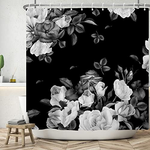 Ttincceer 152x183cm Fleur Rideau de Douche Bleu Violet Couleur Floral Aquarelle Fleur Sauvage Rideau de Salle de Bain Moderne élégant Rideaux de Douche Rideau de Baignoire étanche