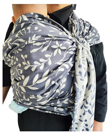 Shabany® - Ring Sling Tragetuch - 100% Bio Baumwolle - Babybauchtrage für Neugeborene Kleinkinder bis 15 KG - inkl. Baby Wrap Carrier Anleitung - silber (elegant)