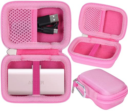 Khanka Hartschalen-Tragetasche als Ersatz für Anker Nano Power Bank 5.000 mAh/Anker Power Bank 621 Ladegerät, schützende Reisehülle für Anker 5.000 mAh, 22,5 W/12 W Ladegerät (Rosa, nur Hülle)