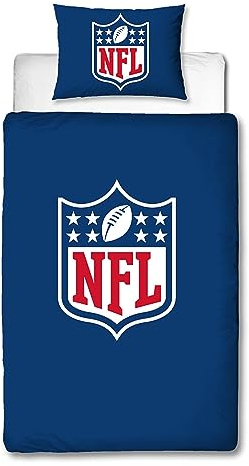 Character World NFL National Football League Offiziell Lizenziertes Helm-Design, Einzelbettbezug-Set, wendbar, 2-seitig, inkl. passendem Kissenbezug, Einzelbett-Set, Polycotton, Blau