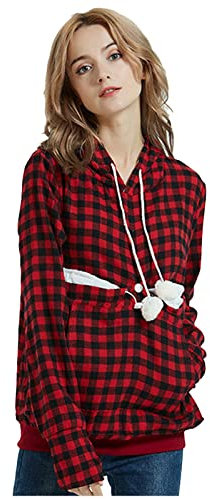 Donna Grande Tasca Felpa con Cappuccio a Maniche Lunghe Maglione Cane Gatto Marsupio Felpe Hoodies Traspirante Pullover Sweatshirt Cappotto Top