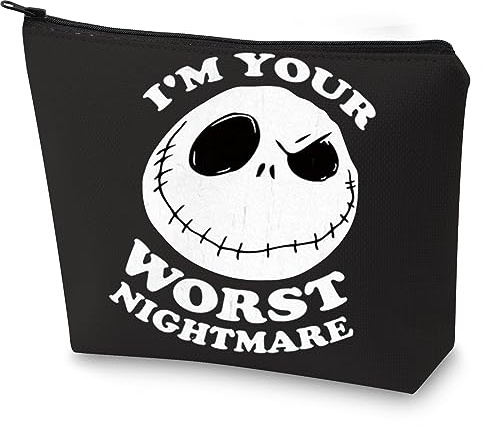 WZMPA Lustige Jack Kosmetiktasche Jack Fans Geschenke I'm Your Worst Nightmare Make-up Reißverschlusstasche Tasche Horror Märchen Merchandise, Worst Nightmare - BL, 23*17cm, Kosmetiktasche