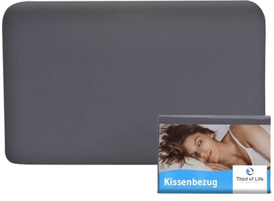 Kissenbezug 40x25 Dunkelgrau Einzelpack, Perfekt für VOLAR Reisekissen, Mako-Baumwolle (Double Jersey), Bügelfrei & trocknergeeignet, Kissenhülle mit Reißverschluss, Oeko-Tex Zertifiziert