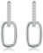 Deyanse Silver Hoop Earrings for Women, 925 Sterling Silver Convertible Link Earrings for Girls, Hypoallergenic Geometric Cubic Zirconia Double Oval Hoop Earrings, Unique Huggies Dangle Drop Earrings