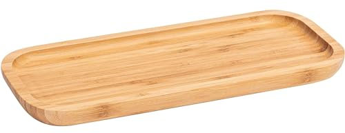 Confezione da 1 vassoio rettangolare in bambù, 36 x 15 x 2 cm, vassoio da portata in bambù, vassoio da portata in bambù, per colazione, cena, cibo, caffè, tè, frutta, per casa, hotel, ristorante