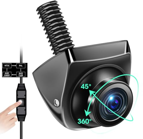 【4 Modos de Señal】 Cámara Marcha Atras Coche 360°+45° Giratorio Soporta Modelos AHD 1080P/720P/NTSC/PAL Cámara Trasera para Coche Camión Super Visión Nocturna 170° Gran Angular