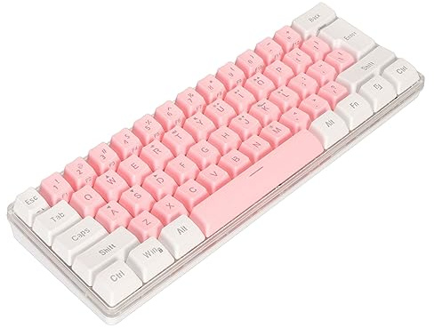 Yanmis Wired Gaming Keyboard, Mini Mechanical Keyboard with RGB Backlight, 61 Keys Compact Keyboard for 11 10 8 7 Vista, for XP and for OS X (White Pink)