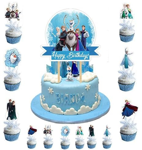 25 Stück Cartoon Cute Tortendeko Cake Topper,Anime Prinzessin Cake Topper Geburtstag,Karikatur Gefrorene Kuchendekorationen Kawaii Cute Figur Cake Topper Geburtstag Deko für Mädchen Jungen Kinder