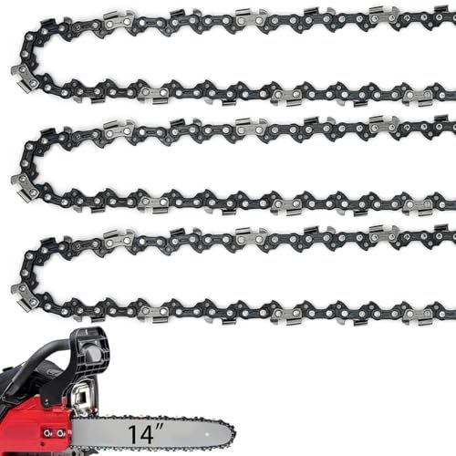 JINFFR 14 Inch Chainsaw Chain 050 Gauge, 3/8 LP Pitch, 52 Drive Links, 14 Inch Chain Saw Chain Replacement for RYOBI RY3714, RY40503BTL, RY40530, Husqvarna, Echo- S52 (3 Chains)