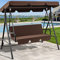 YITAHOME Balancin Jardin Exterior, 3 Plazas Columpio Jardin Exterior, Columpios Balancines de Jardin con Techo Ajustable y Cojín Extraíble para Terrza Balcón Adultos Infantil, 270KG Cargable, Marrón