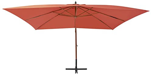 Homgoday Parasol suspendu en bois avec système à manivelle, 400 x 300 cm, terre cuite, anti-UV