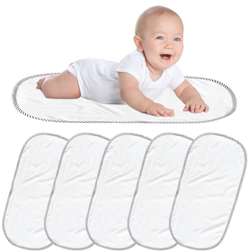 WIYETY Wiederverwendbare Wickelunterlage für Babywindeln, 30 x 60 cm, Wickelunterlage, waschbar, weich und schützend, bequem für Baby, Weiß, 6 Stück