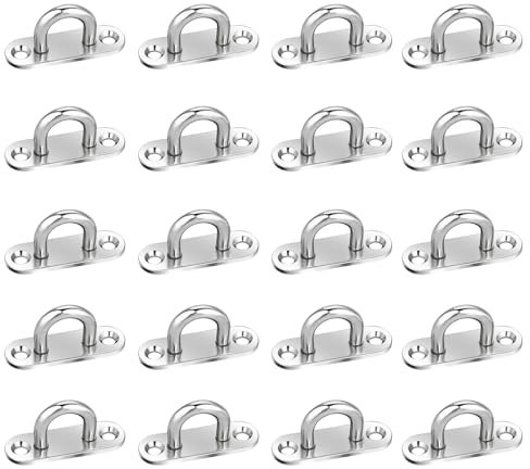 Indrnif 20 Piastre per Occhi M5 in Acciaio Inox con Occhiello, Piastra in Acciaio Inox M5, Piastra per Occhi in Acciaio Inox M5, Ganci di Fissaggio per Oggetti Sospesi, Tende da Sole
