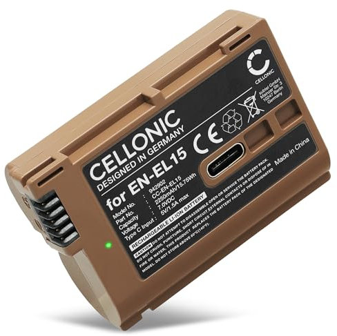 CELLONIC, Batterie pour Caméra Compatible avec Nikon EN-EL15c, EN-EL15, D750, D500, D7500, D850 (7.4V, 2250mAh)