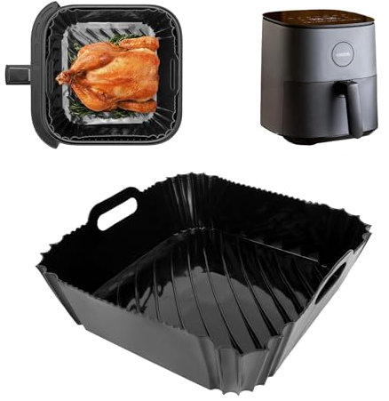 Moule Silicone Air Fryer Friteuse pour COSORI Air Fryer 4.7L CAF-L501-EU, Réutilisable Accessoires Plat Panier Silicone pour COSORI 5,5L CP158-AF, DC601 6L, NINJA Air Fryer MAX PRO, 6.2L AF180EU