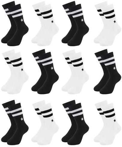 Uizuooy Chaussettes Enfants Garçons Filles Chaussettes de sport Football Coton Unisexe Chaussettes de compression Enfants Respirantes Tennis 12 paires 2888-35_38