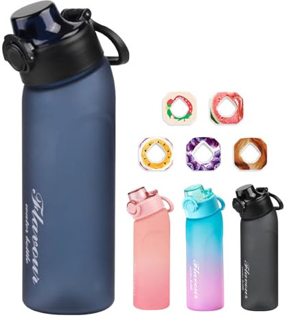 Wunihado Air Water Bottle 720 ml 5 Flavour Pods Strong Vegan friendly Tritan material with BPA Free no sugar to change flavour for office school outdoor sports (blue)