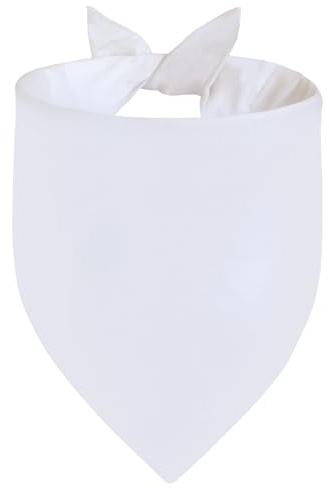 Agroon Blank Dog Bandanas White XLarge 1PCS, DIY Solid Cotton Scarf, Durable Triangle Reversible Bibs Handkerchief for Puppy Pet, Personalized Birthday/Party Fun Idea Gift