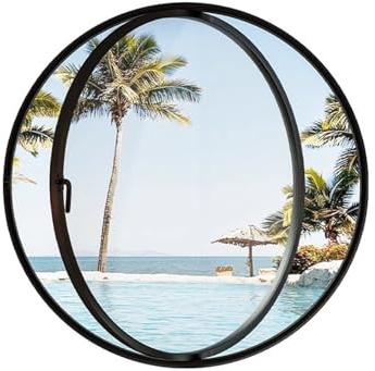 SFJATTA Finestra di Ventilazione della Lega di Alluminio La Finestra Circolare può Ruotare di 360° per Bagno, Camera da Letto, Soggiorno(Black Transparent,80cm)
