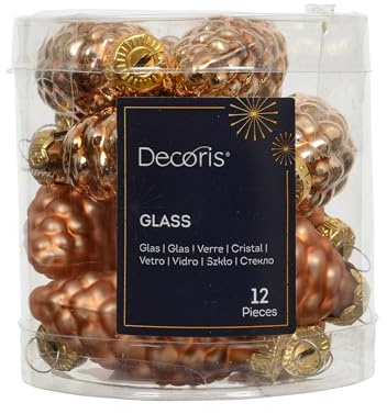Kaemingk Christbaumschmuck Zapfen Glas 6cm x 12 Stück Christbaumkugeln Weihnachtsbaumkugeln für Weihnachten - Christbaumschmuck & Weihnachtsbaumschmuck - Brandy