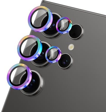 LZAYN 1 Pack Camera Lens Protector for Samsung Galaxy S24 Ultra | Full Cover,Anti Scratch HD Tempered Glass,Metal Individual Ring Lens Protectors,Colorful Titanium Smartphone Camera Lens