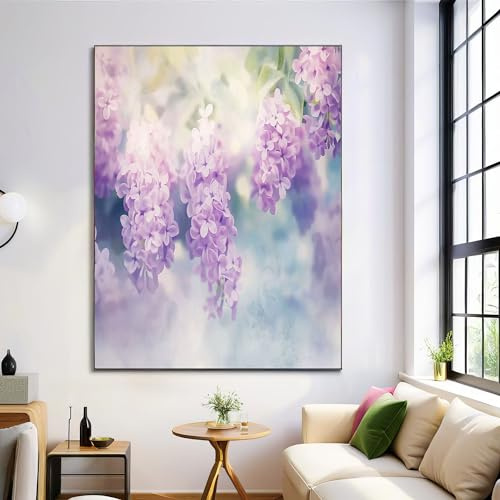 Hellviolett Verträumtes Flieder No Frame Leinwandbilder Poster Kunstdruck Pictures Frühlingspflanzen Bild Auf Leinwand Wandbilder Wandposter Wohnzimmer Schlafzimmer Wanddeko 70X100Cm