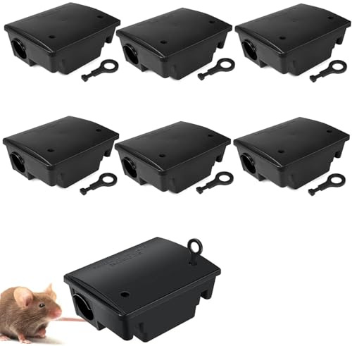 Hanured® 6X Köderbox ratten, abschließbare, wetterbeständige mäuseköderbox für den Innen- und Außenbereich – schützt Kinder und Haustiere