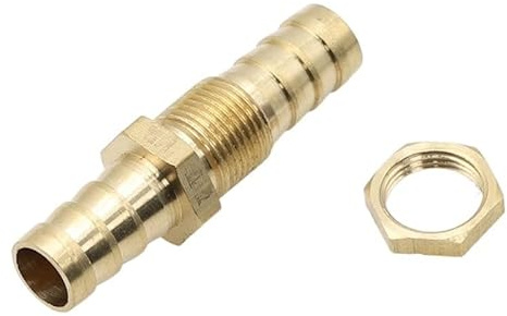 IkErna Pipe 6 8 10 12 14 16Mm Hose Barb Bulkhead Brass Barbed Tube Pipe Fitting Coupler Connector Adapter for Fuel Gas Water Copper/19Mm