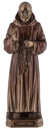 Pater Pio von Pietrecina, Italienischer Heiliger, aus Kunststein angefertigt, bronziert, Veronese Kollektion, 708-78283