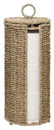 GRANNY SAYS Seagrass Toilet Roll Storage Holder, Pack of 1 Toilet Roll Holder Free Standing, Sea Grass Toilet-paper Storage Organiser for Bathroom, Wicker Holder for 3 Paper Rolls
