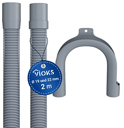 VIOKS Waschmaschine Ablaufschlauch 2m 19/22mmØ & Spülmaschine Ablaufschlauch Geschirrspüler/Flexibler Abwasserschlauch Waschmaschine Ersatzteile