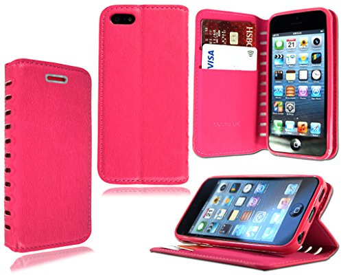 Apple iPhone 6 Plus (5.5) Plus Genuine Premium Leather Flip Stand Wallet Phone Case - Pink Book Wallet