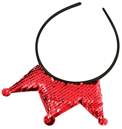 Oblique Unique® Haarreifen mit Krone und Pailletten mit Glitzereffekt Prinzessin Königin - Farbe wählbar - (Rot)