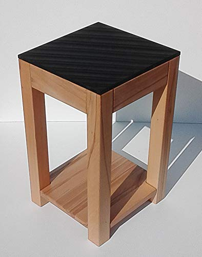 Martin Weddeling Blumenhocker Beistelltisch mit Ablageboden Kernbuche massiv + Granit schwarz. Maße : 30x30x46cm hoch.Massanfertigung.